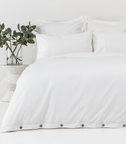 Organic Cotton Sateen Quilt Cover Set - Luxe - White