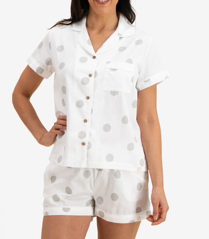 Bhumi Organic Cotton - Sateen Short PJ Set - Grey Dots