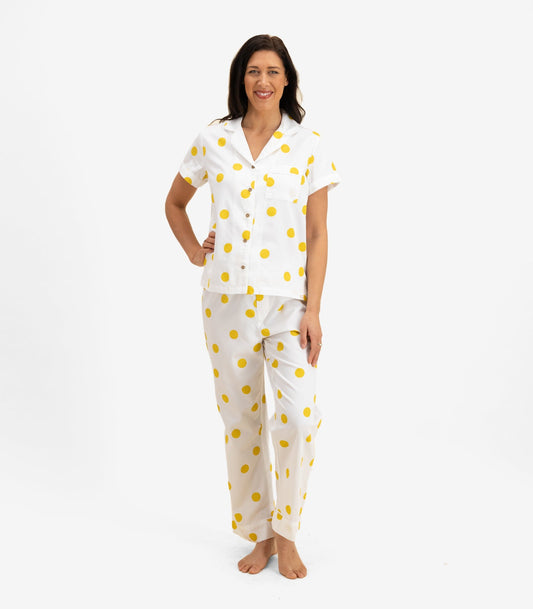 Bhumi Organic Cotton - Sateen Short Sleeve PJ Set - Mustard Dots