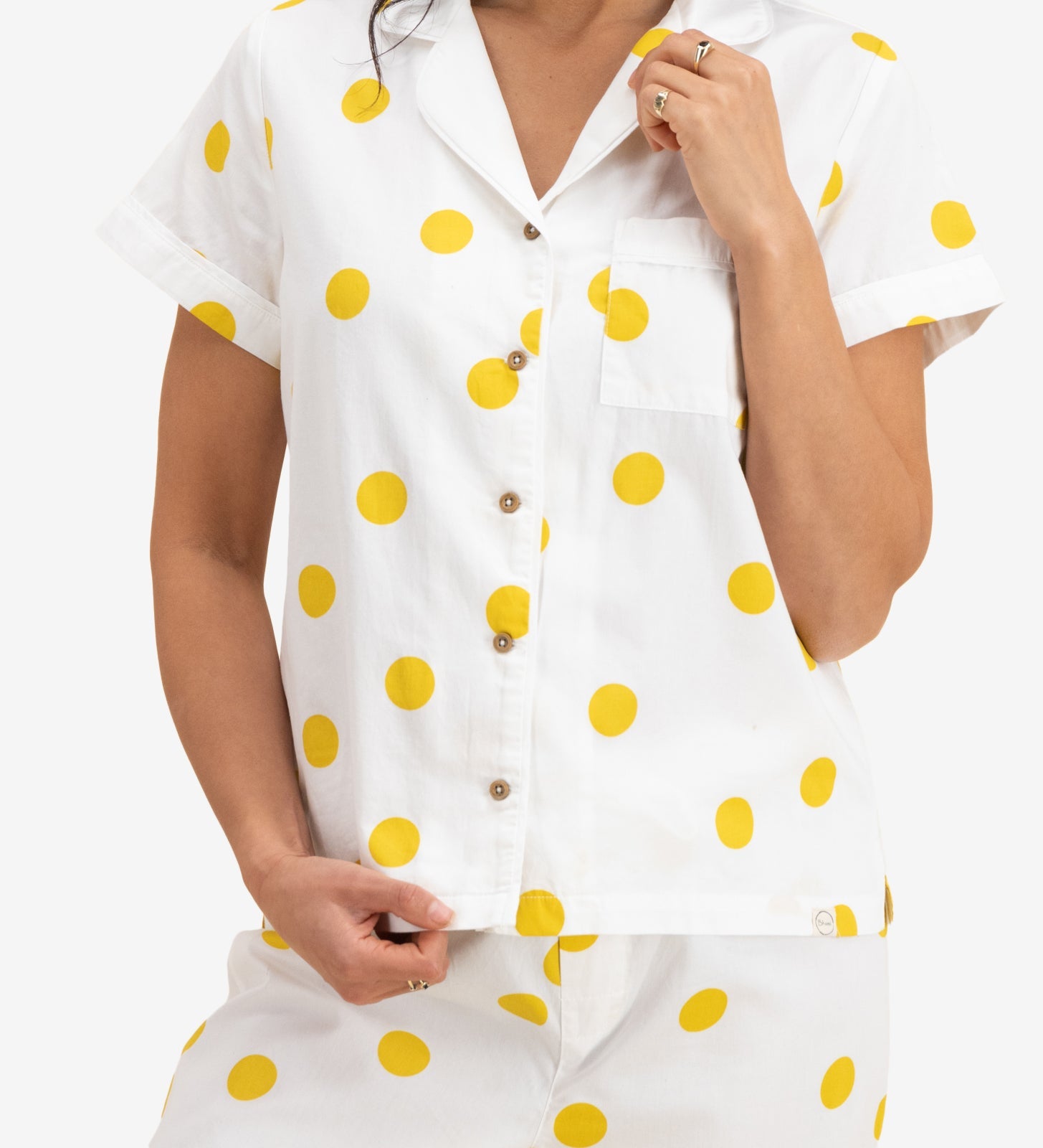 Bhumi Organic Cotton - Sateen Short Sleeve PJ Set - Mustard Dots