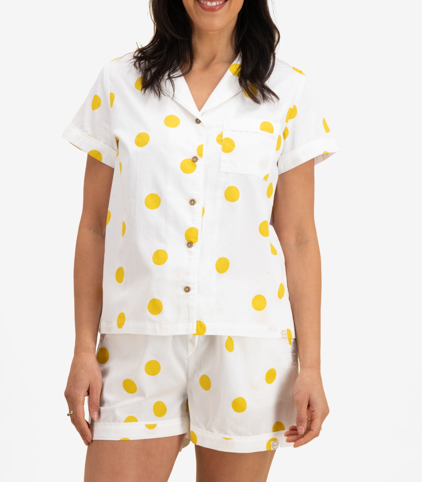 Bhumi Organic Cotton - Sateen Short PJ Set - Mustard Dots
