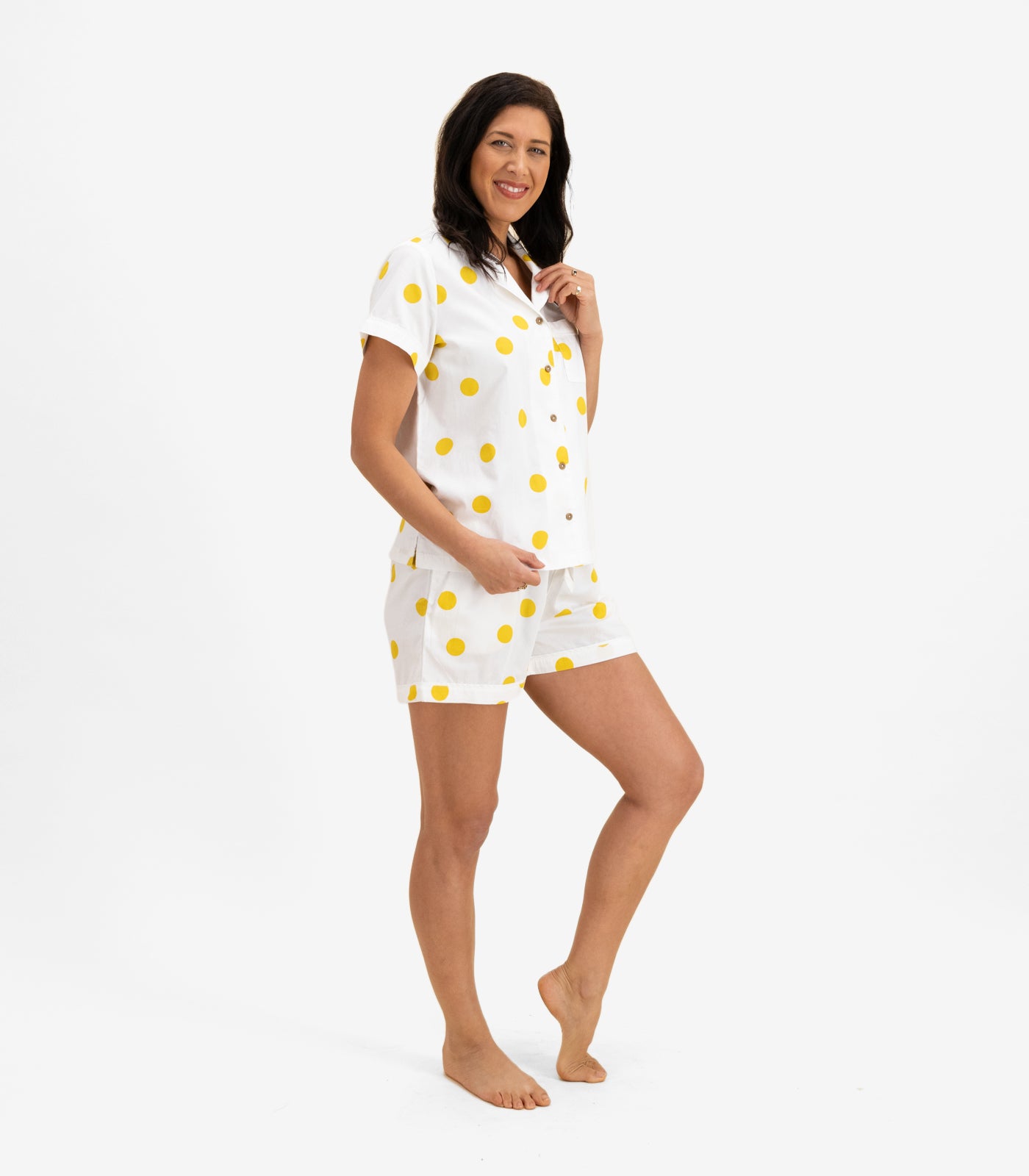 Bhumi Organic Cotton - Sateen Short PJ Set - Mustard Dots