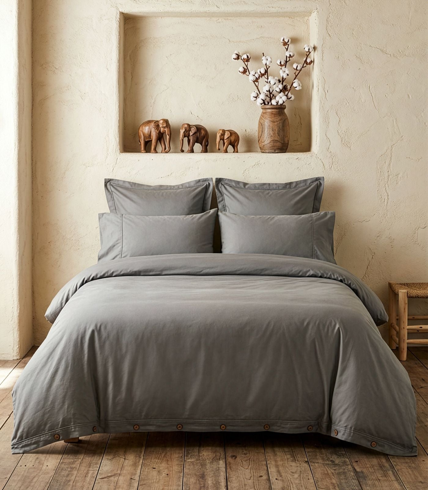 Sateen Luxe Quilt Cover Set - Dark Grey