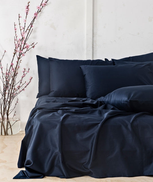 Bhumi Organic Cotton - Sateen Sheet Set - Navy