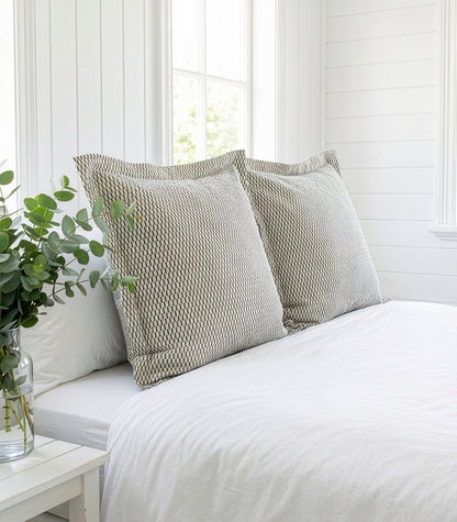 European - Sateen Pillow Cases (Pair) - Luxe - Limited Edition - Ikat Check Slate