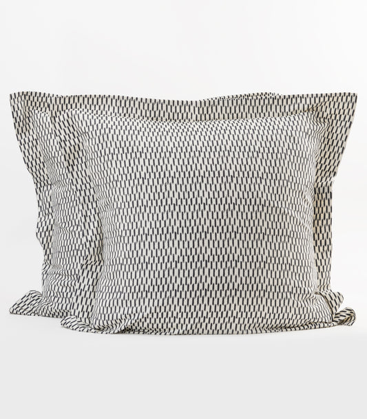 European - Sateen Pillow Cases (Pair) - Luxe - Limited Edition - Ikat Check Slate