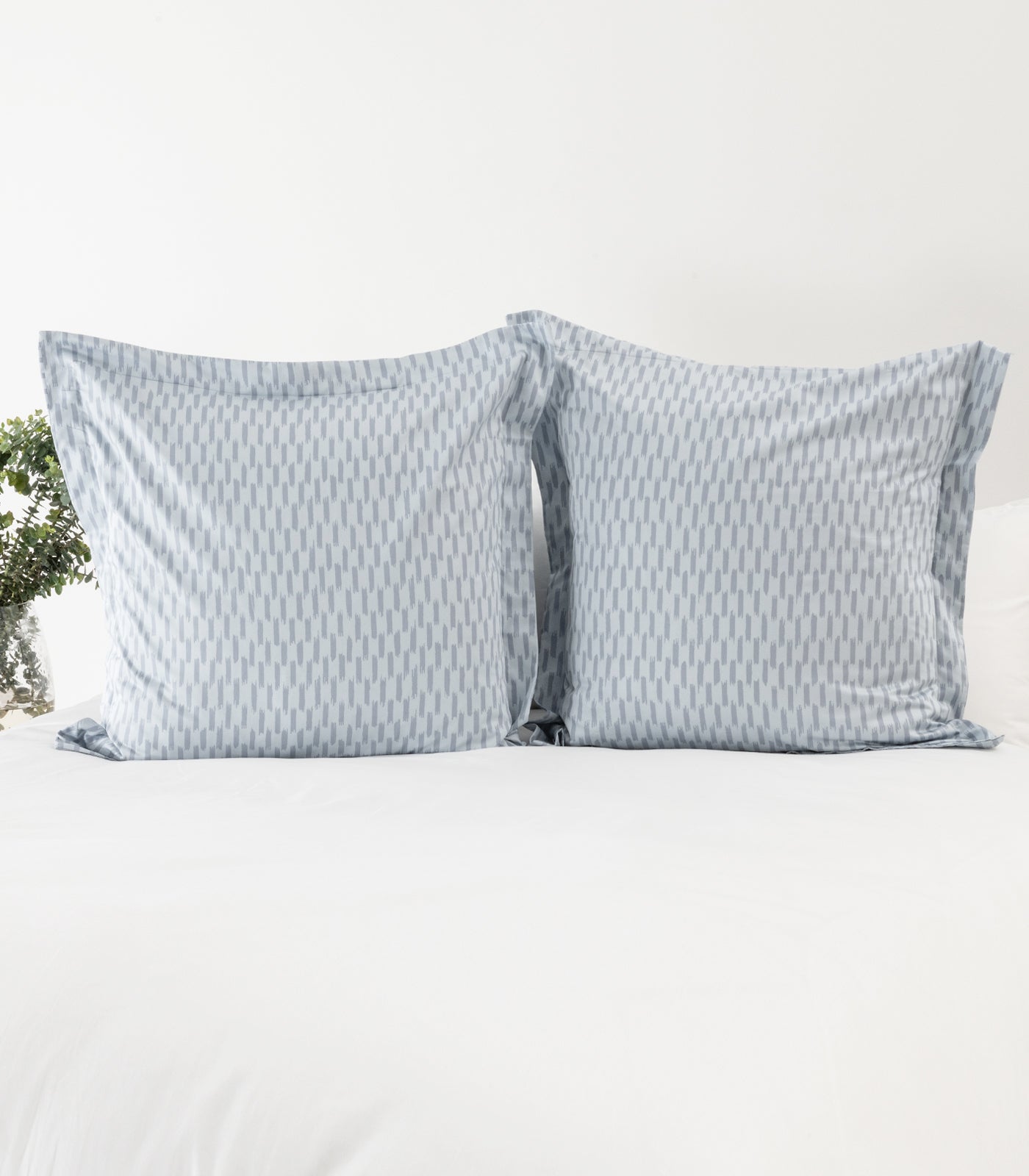 European - Sateen Pillow Cases (Pair) - Luxe - Limited Edition - Ikat Check Blue