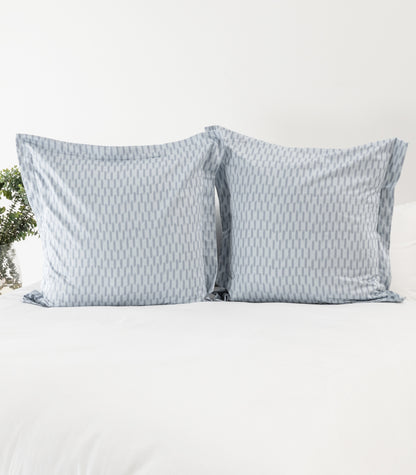 European - Sateen Pillow Cases (Pair) - Luxe - Limited Edition - Ikat Check Blue