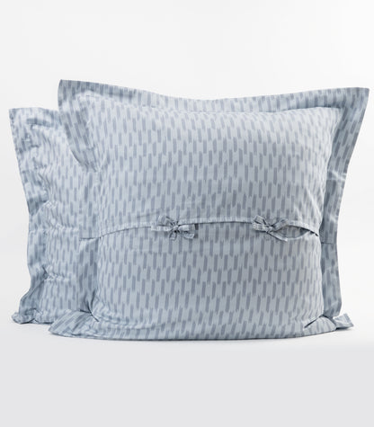European - Sateen Pillow Cases (Pair) - Luxe - Limited Edition - Ikat Check Blue