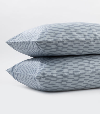 Sateen Pillow Cases (Pair) - Luxe - Limited Edition - Ikat Check Blue