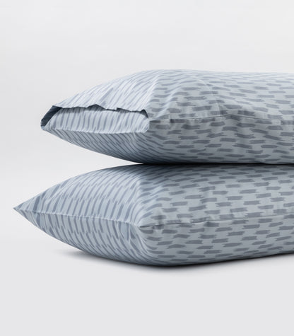Sateen Pillow Cases (Pair) - Luxe - Limited Edition - Ikat Check Blue