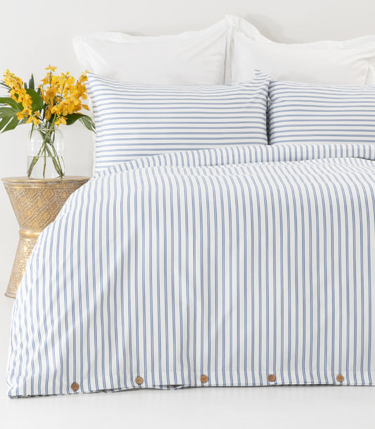 Sateen Luxe Quilt Cover Set - Luxe - Limited Edition - Tandem Stripe Blue