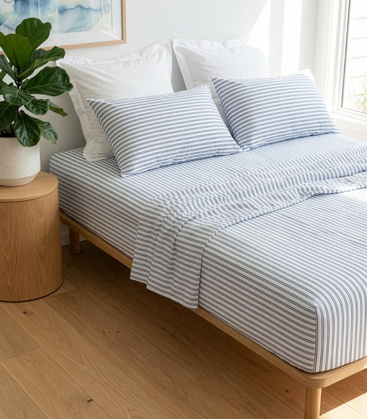 Sateen Sheet Set - Luxe - Limited Edition - Tandem Stripe Blue