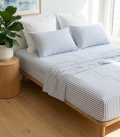 Sateen Sheet Set - Luxe - Limited Edition - Tandem Stripe Blue