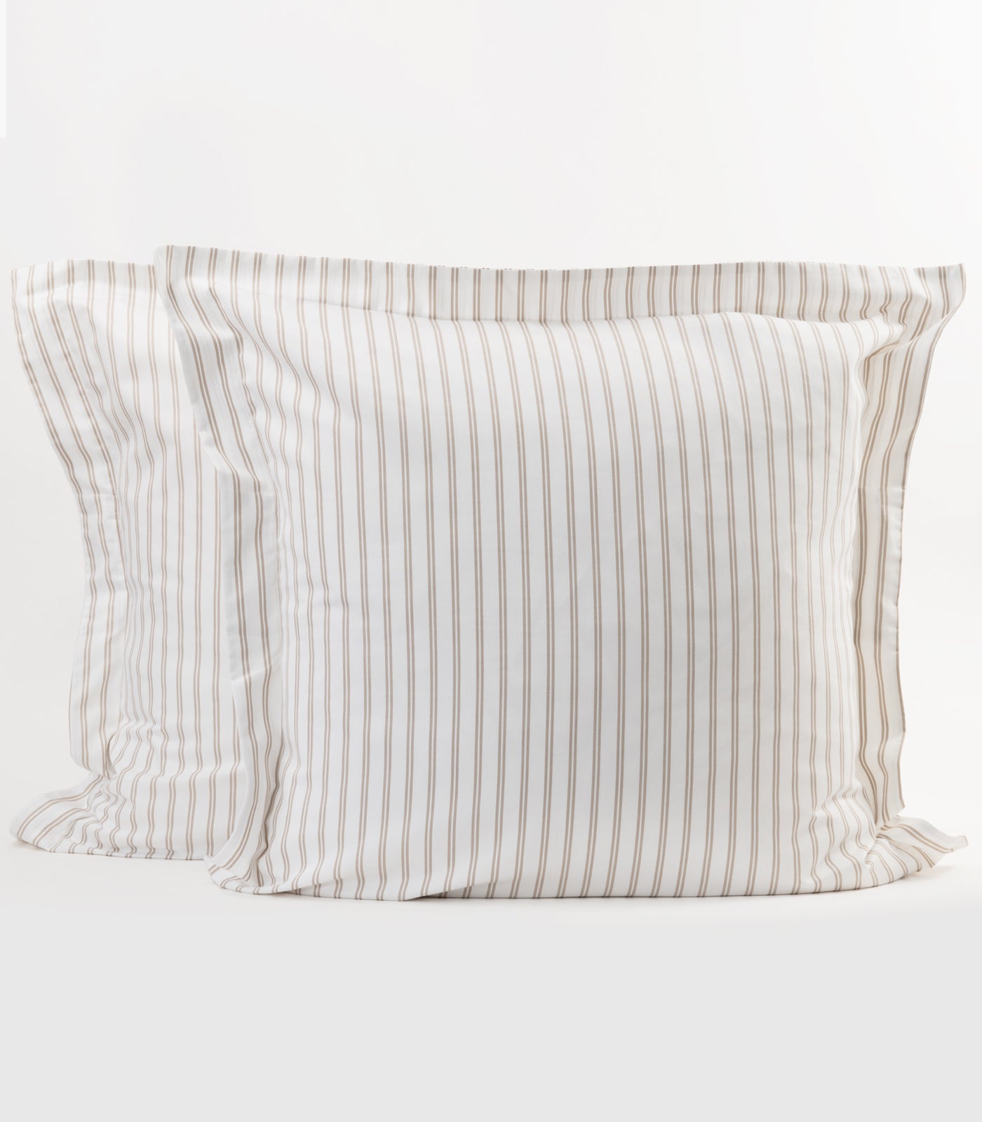 European - Sateen Pillow Cases (Pair) - Luxe - Limited Edition - Tandem Stripes Pebble