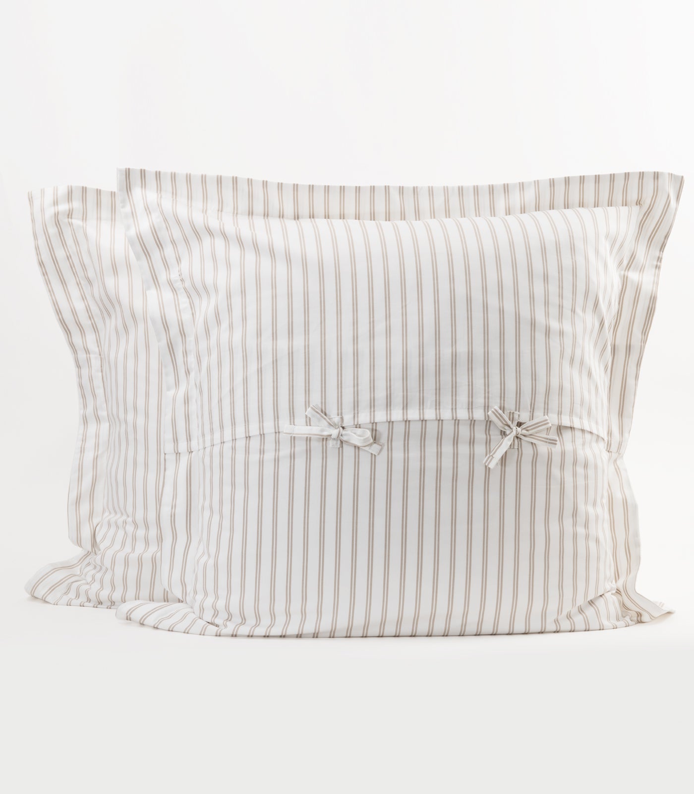 European - Sateen Pillow Cases (Pair) - Luxe - Limited Edition - Tandem Stripes Pebble