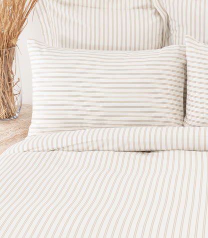 Sateen Luxe Quilt Cover Set - Luxe - Limited Edition - Tandem Stripe Pebble