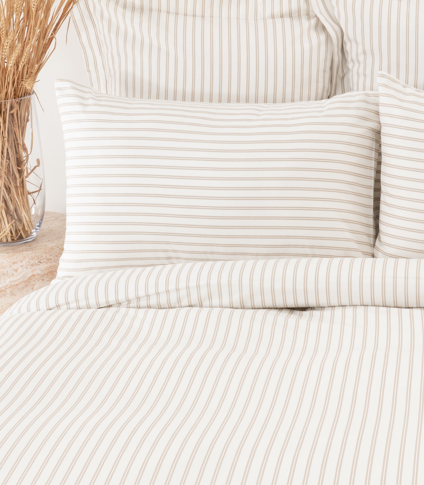 Sateen Luxe Quilt Cover Set - Luxe - Limited Edition - Tandem Stripe Pebble