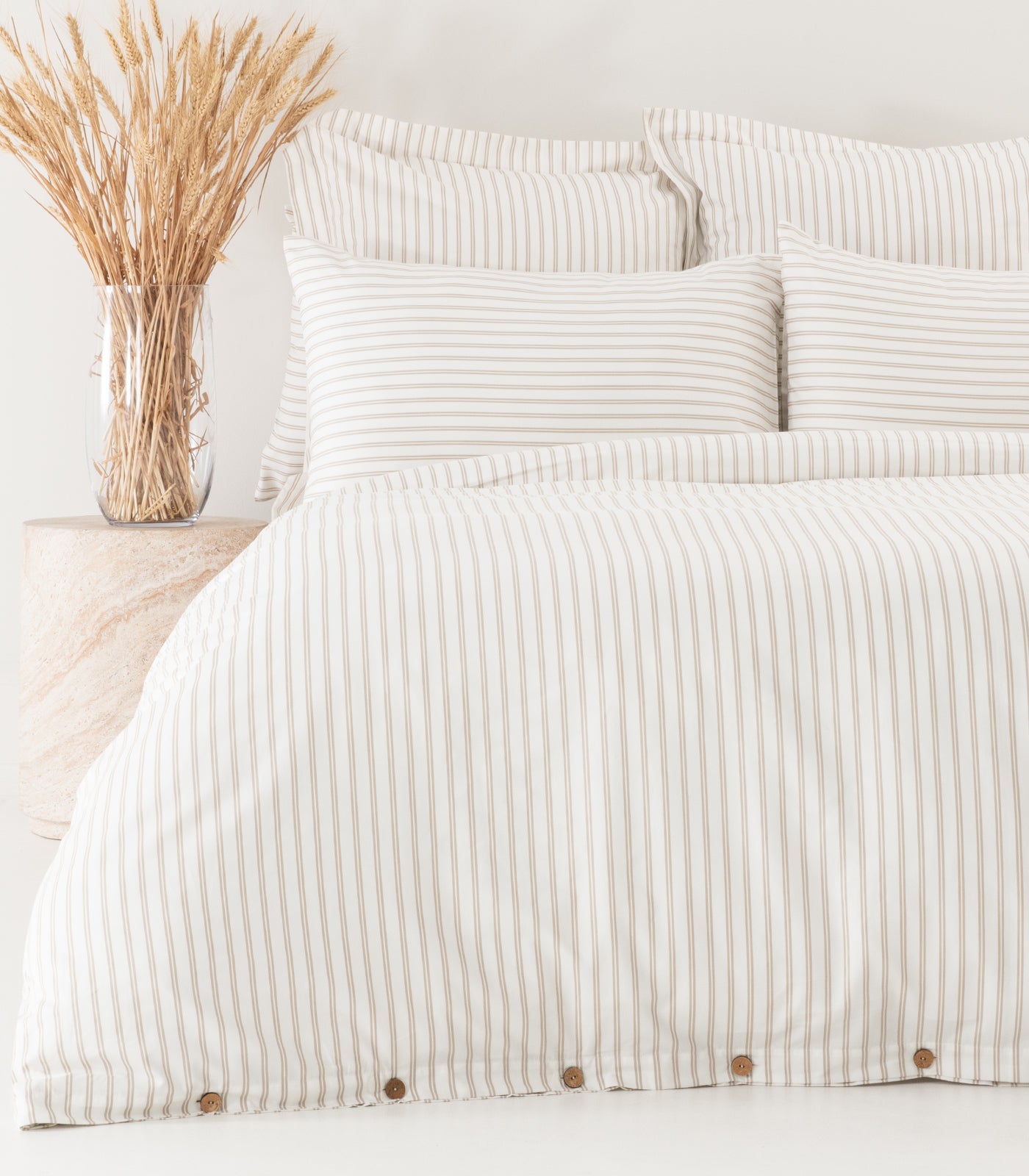 Sateen Luxe Quilt Cover Set - Luxe - Limited Edition - Tandem Stripe Pebble