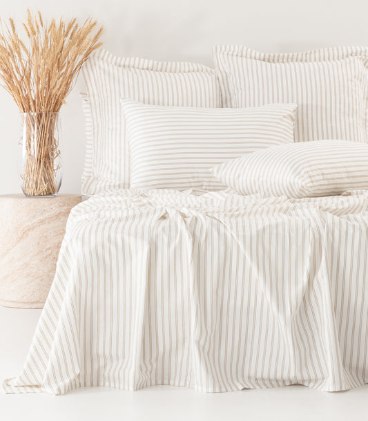Sateen Sheet Set - Luxe - Limited Edition - Tandem Stripe Pebble