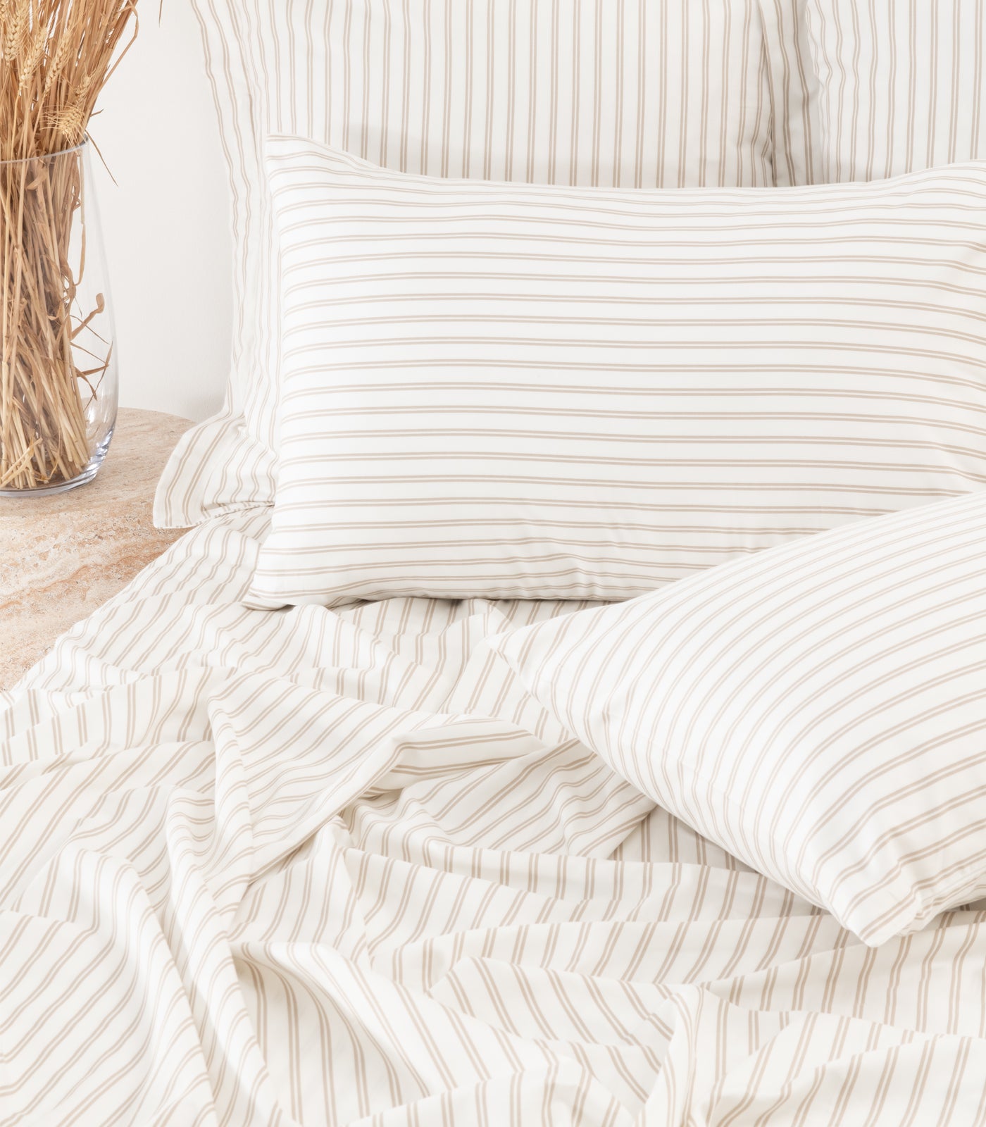 Sateen Sheet Set - Luxe - Limited Edition - Tandem Stripe Pebble