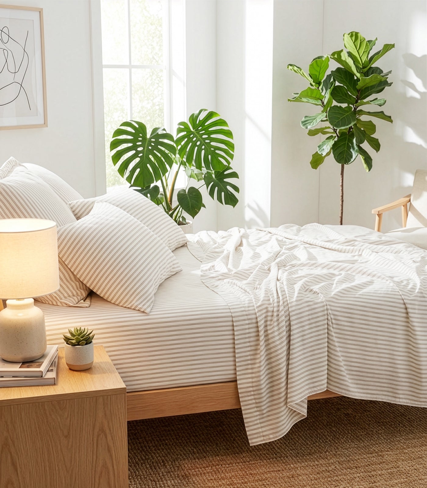 Sateen Sheet Set - Luxe - Limited Edition - Tandem Stripe Pebble