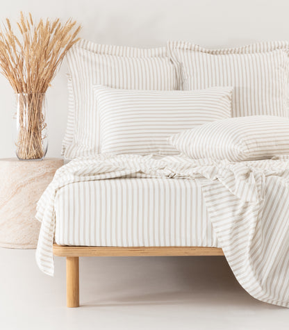 Sateen Sheet Set - Luxe - Limited Edition - Tandem Stripe Pebble