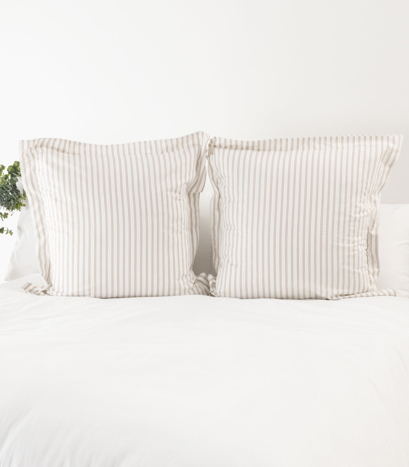 European - Sateen Pillow Cases (Pair) - Luxe - Limited Edition - Tandem Stripes Pebble