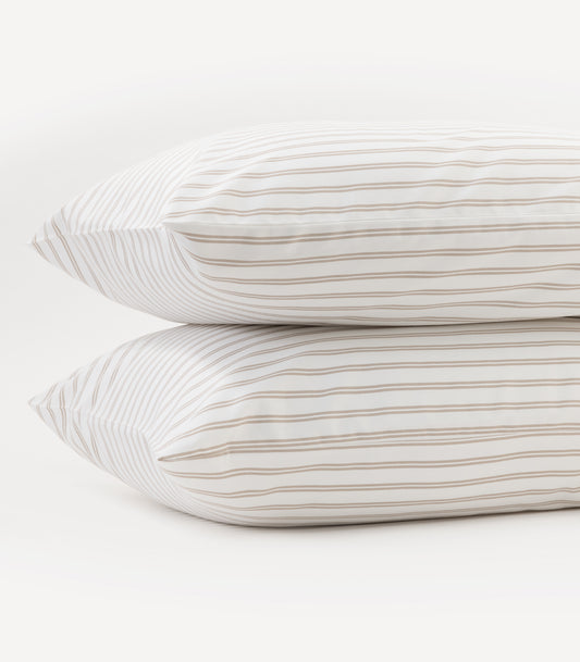 Sateen Pillow Cases (Pair) - Luxe - Limited Edition - Tandem Stripes Pebble