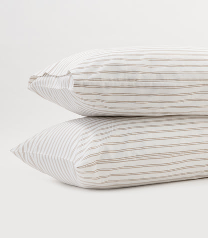 Sateen Pillow Cases (Pair) - Luxe - Limited Edition - Tandem Stripes Pebble
