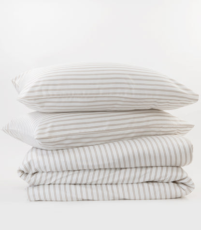 Sateen Luxe Quilt Cover Set - Luxe - Limited Edition - Tandem Stripe Pebble