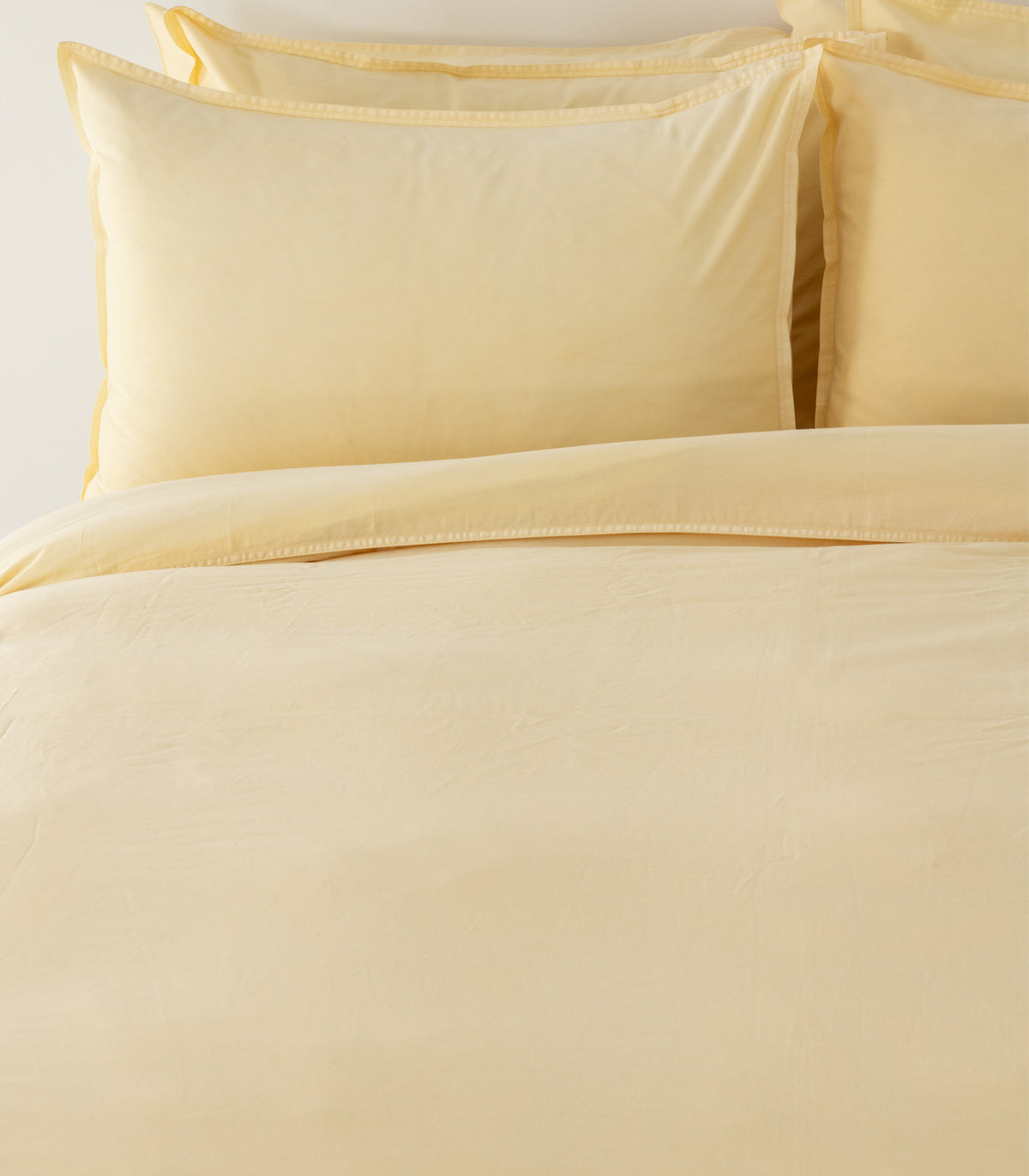 Organic Cotton Sateen Quilt Cover Set - Vintage Wash - Butter