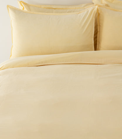 Organic Cotton Sateen Quilt Cover Set - Vintage Wash - Butter