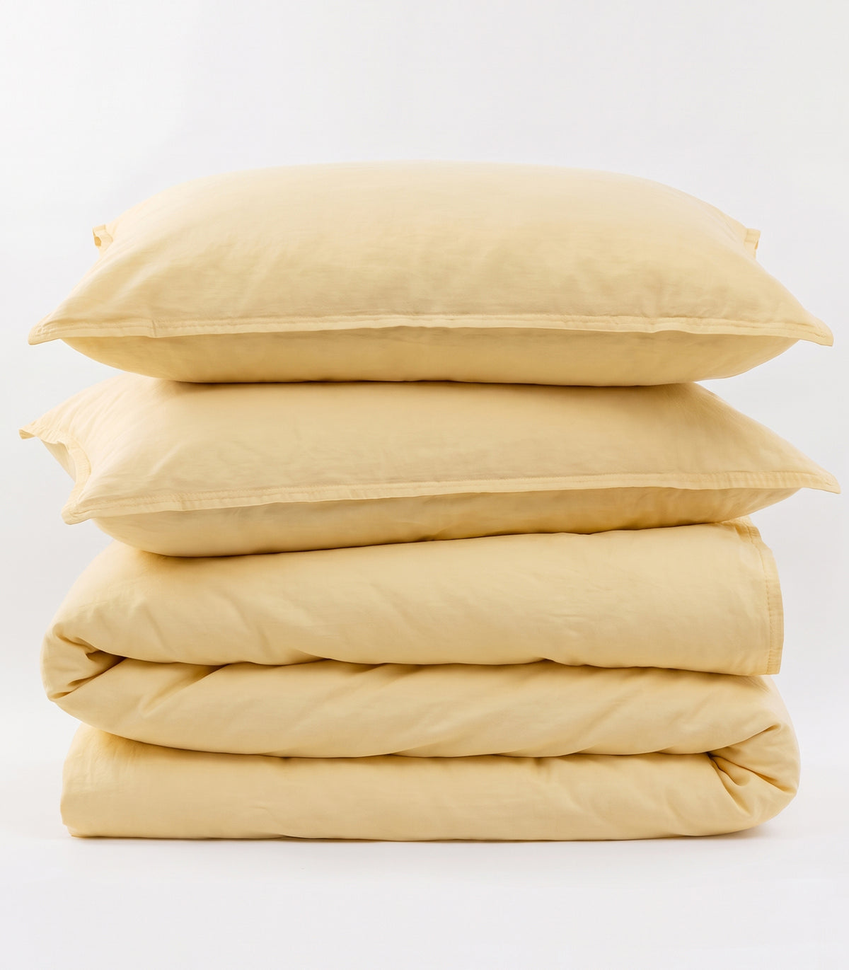 Organic Cotton Sateen Quilt Cover Set - Vintage Wash - Butter