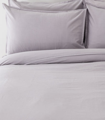 Organic Cotton Sateen Quilt Cover Set - Vintage Wash - Lavender
