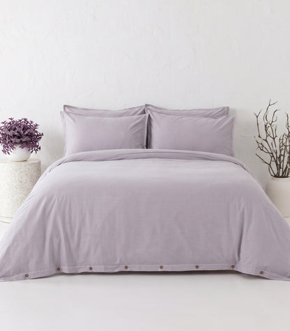 Organic Cotton Sateen Quilt Cover Set - Vintage Wash - Lavender