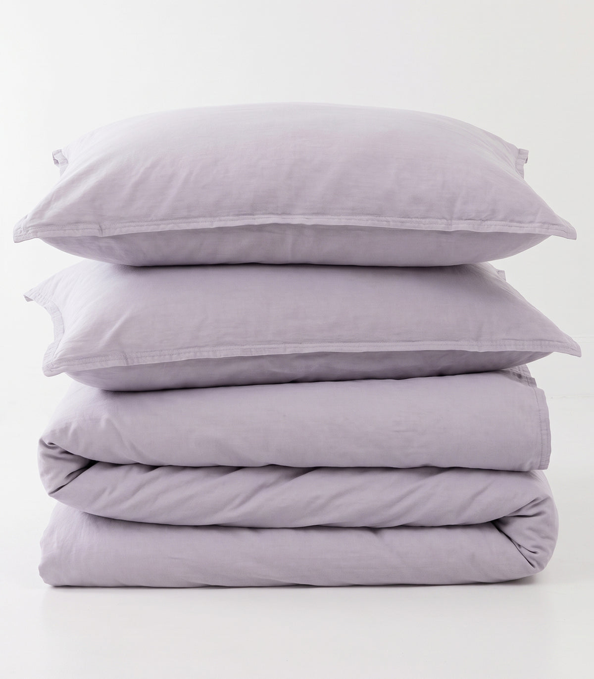 Organic Cotton Sateen Quilt Cover Set - Vintage Wash - Lavender