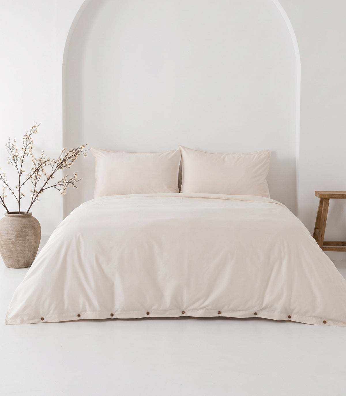 Organic Cotton Sateen Quilt Cover Set - Vintage Wash - Natural