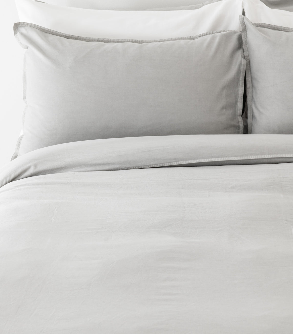 Organic Cotton Sateen Quilt Cover Set - Vintage Wash - Pewter