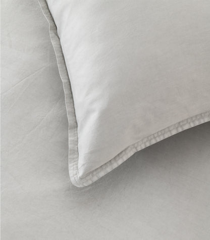Organic Cotton Sateen Quilt Cover Set - Vintage Wash - Pewter