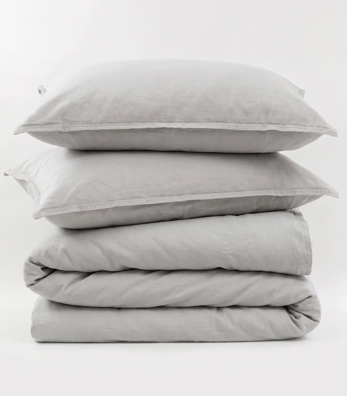 Organic Cotton Sateen Quilt Cover Set - Vintage Wash - Pewter