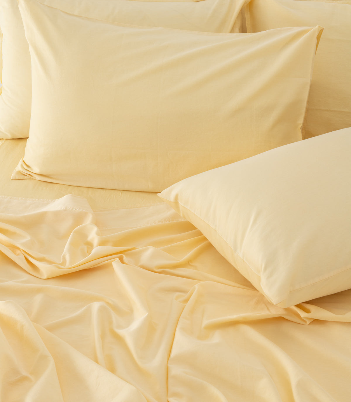 Organic Cotton Sateen Sheet Set - Vintage Wash - Butter	