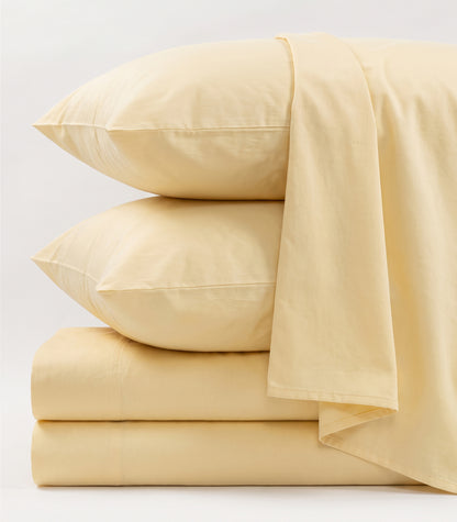 Organic Cotton Sateen Sheet Set - Vintage Wash - Butter	