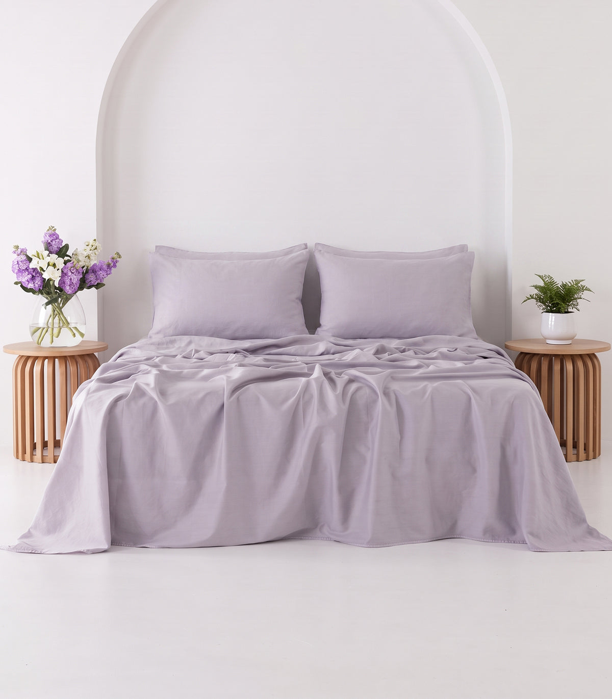 Organic Cotton Sateen Sheet Set - Vintage Wash - Lavender