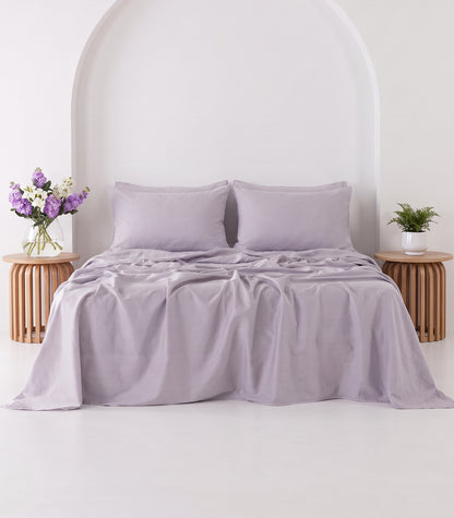 Organic Cotton Sateen Sheet Set - Vintage Wash - Lavender