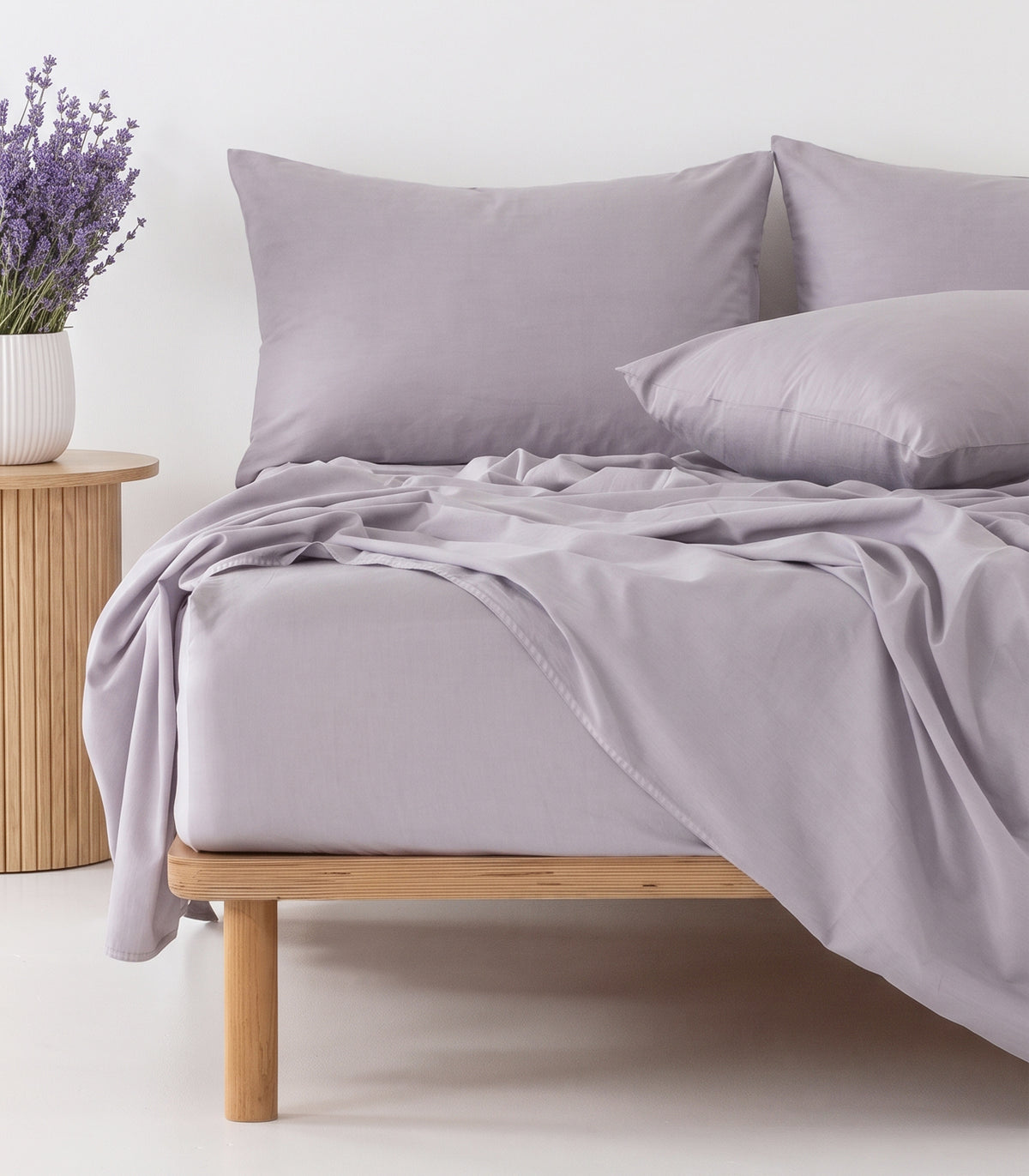 Organic Cotton Sateen Sheet Set - Vintage Wash - Lavender