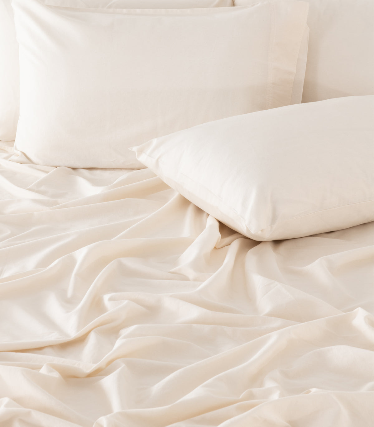 Organic Cotton Sateen Sheet Set - Vintage Wash - Natural