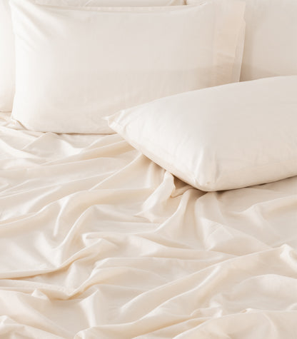 Organic Cotton Sateen Sheet Set - Vintage Wash - Natural