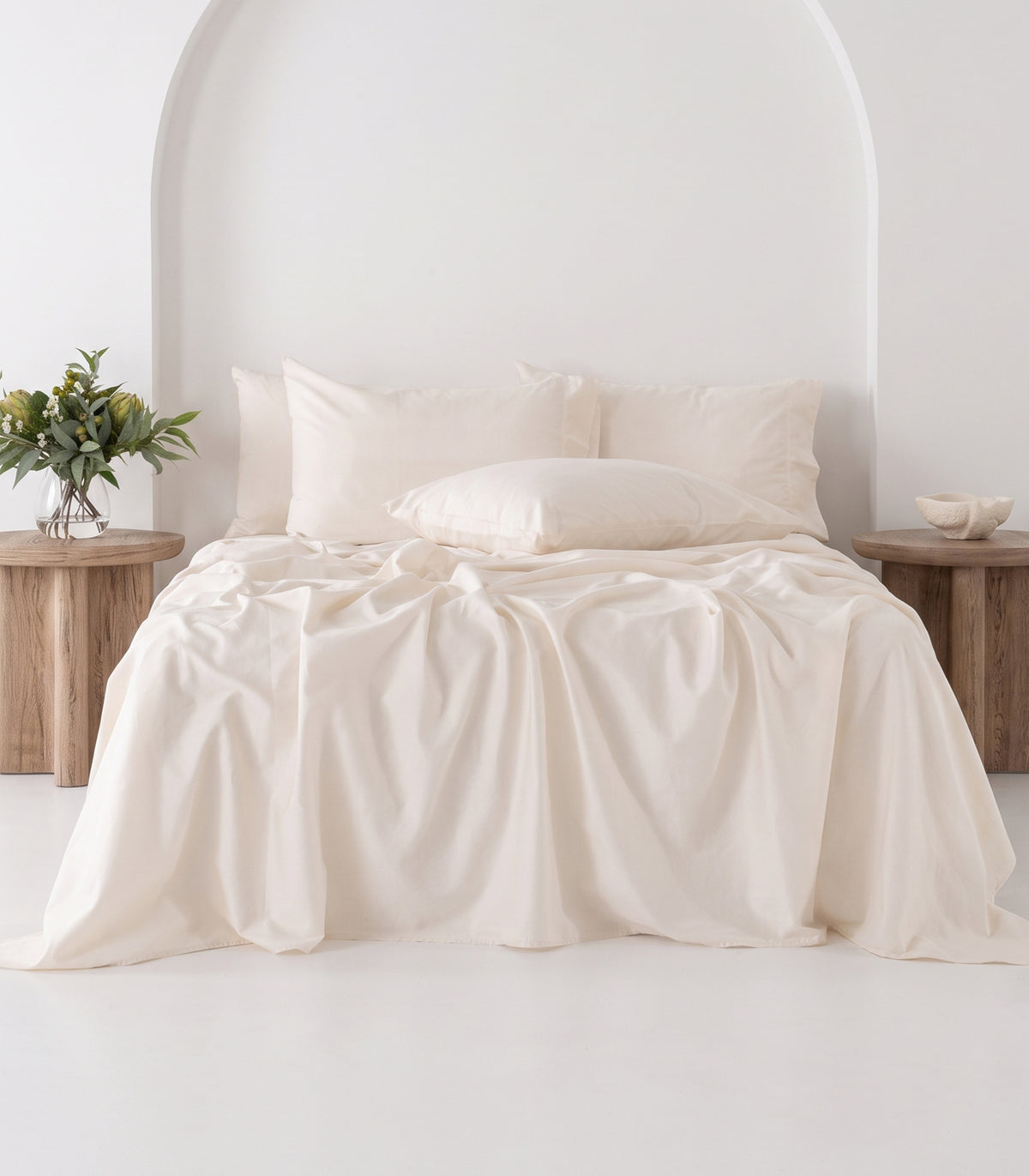 Organic Cotton Sateen Sheet Set - Vintage Wash - Natural