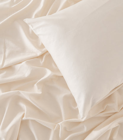 Organic Cotton Sateen Sheet Set - Vintage Wash - Natural
